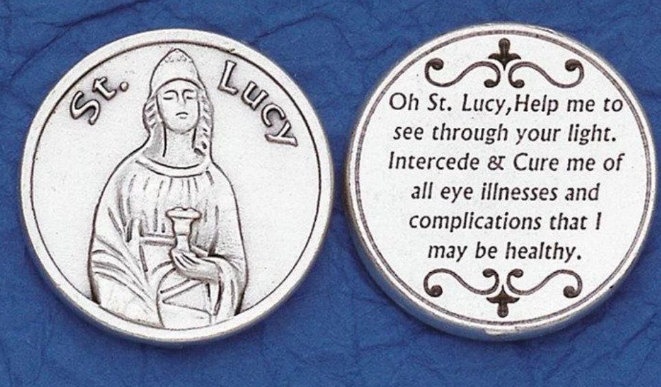 St Lucy pocket prayer token/coin