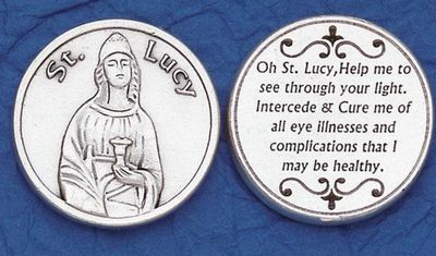 St Lucy pocket prayer token/coin