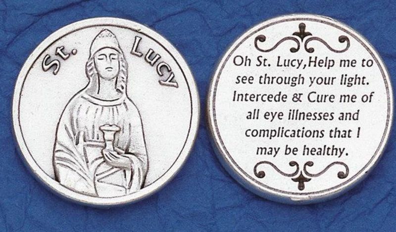 St Lucy pocket prayer token/coin