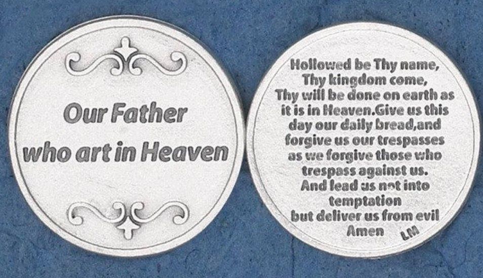 Our Father pocket prayer token/coin