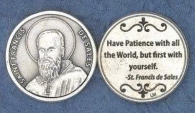 St Francis de Sales pocket prayer token/coin