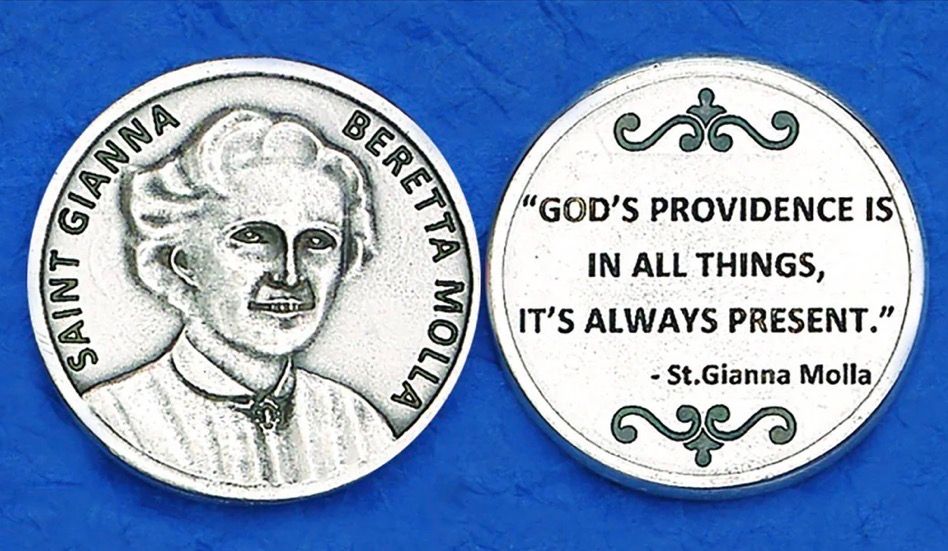St Gianna Molla pocket prayer token/coin