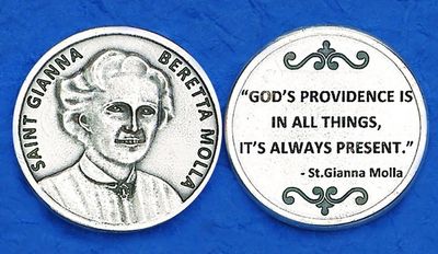St Gianna Molla pocket prayer token/coin