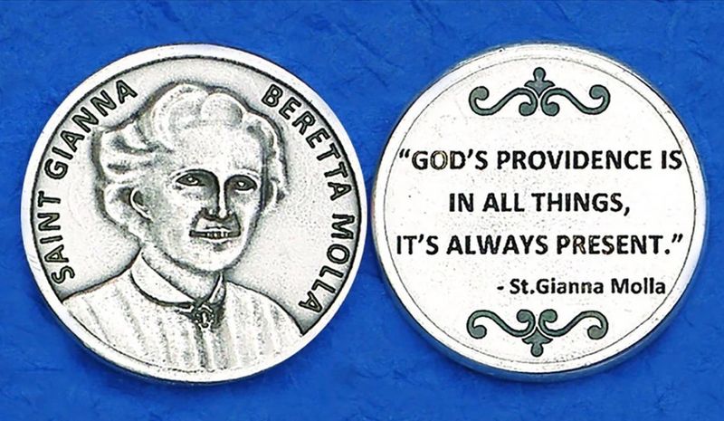 St Gianna Molla pocket prayer token/coin