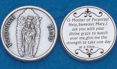Our Lady of Perpetual Help pocket prayer token/coin