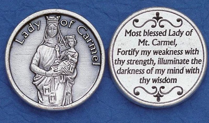 Our Lady of Mt Carmel pocket prayer token/coin