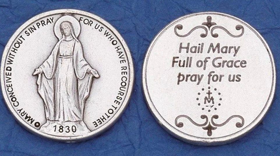 Miraculous Medal pocket prayer token/coin