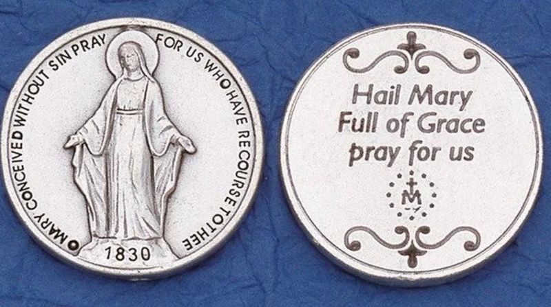 Miraculous Medal pocket prayer token/coin