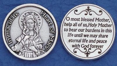 Immaculate Heart of Mary pocket prayer token/coin