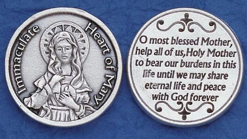 Immaculate Heart of Mary pocket prayer token/coin