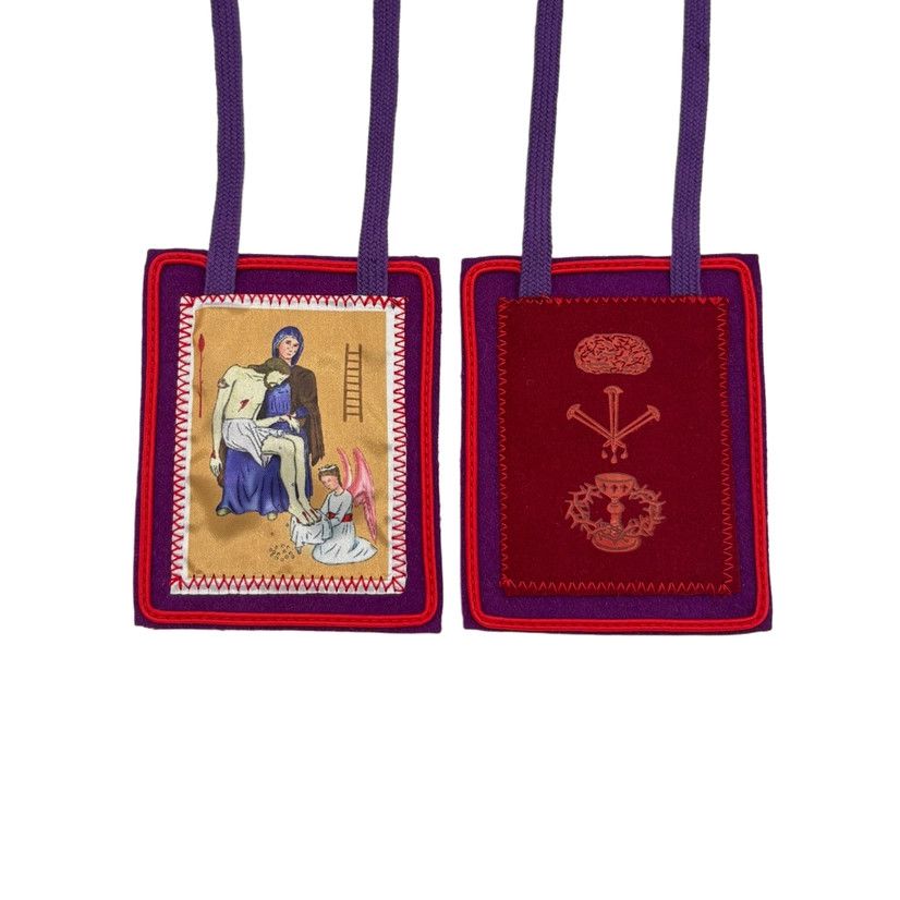 Purple Scapular of Benediction and Protection  3" x 2.5"