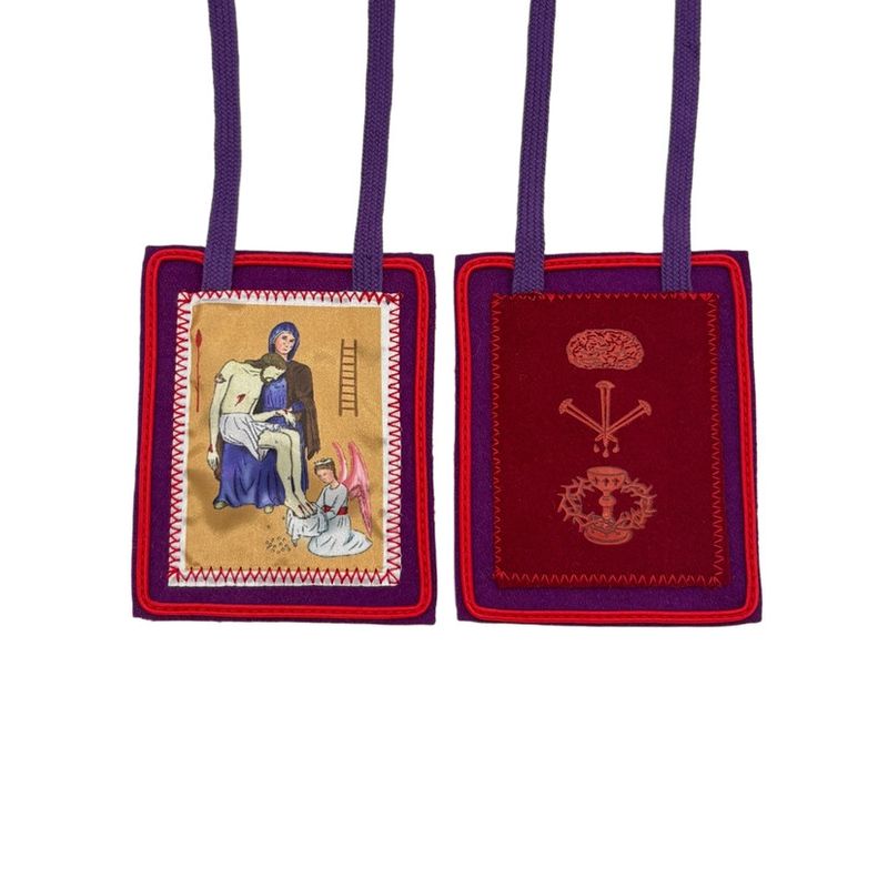 Purple Scapular of Benediction and Protection  3" x 2.5"