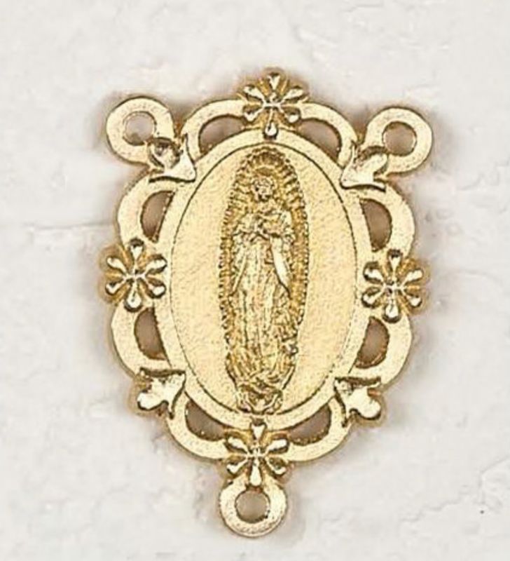 Guadalupe Flower Rosary Center gold tone