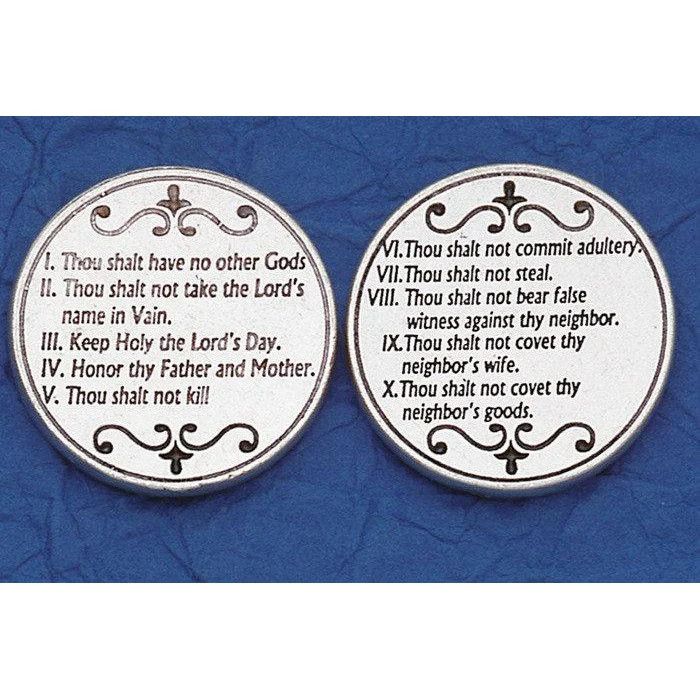 Ten Commandments pocket prayer token/coin