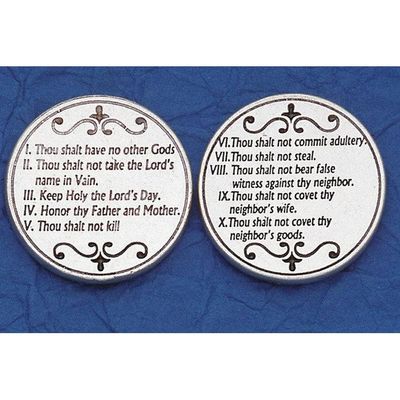 Ten Commandments pocket prayer token/coin
