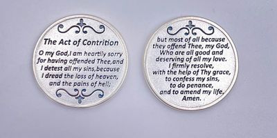 Act of Contrition prayer pocket token/coin