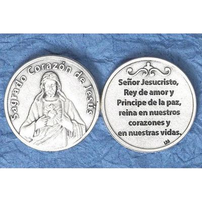 Sagrado Corazon de Jesus pocket prayer token/coin