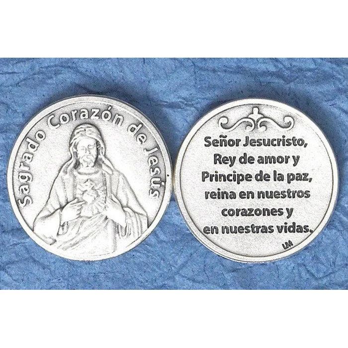 Sagrado Corazon de Jesus pocket prayer token/coin