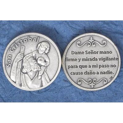 San Cristobal pocket prayer token/coin