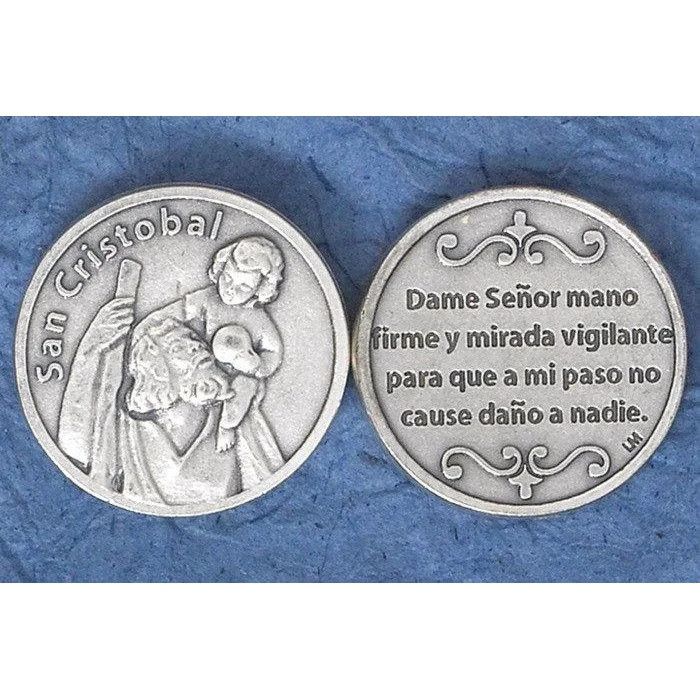 San Cristobal pocket prayer token/coin