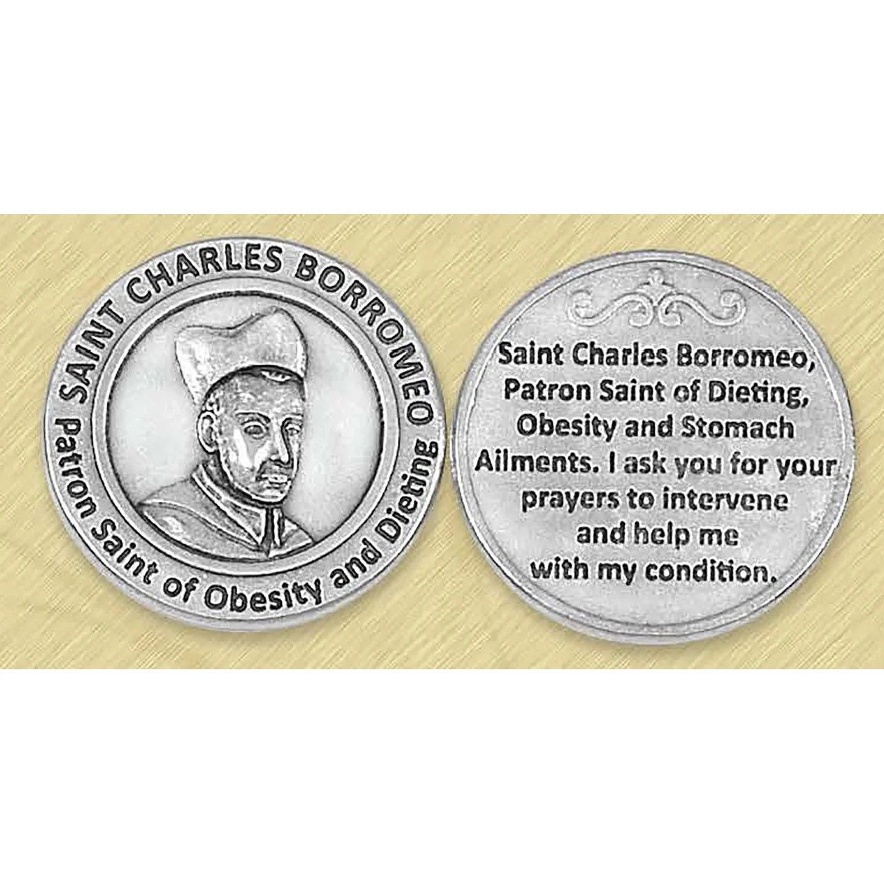 St Charles Borromeo pocket prayer token/coin