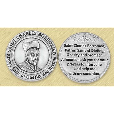 St Charles Borromeo pocket prayer token/coin