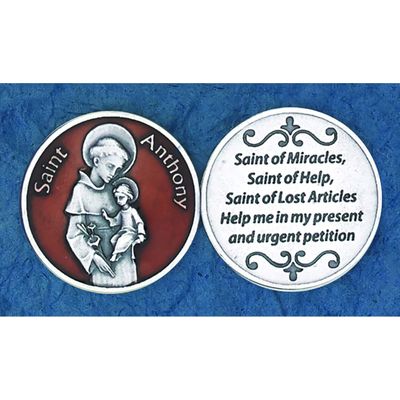 St Anthony brown enameled pocket prayer token/coin