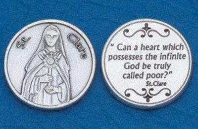 St Clare pocket prayer token/coin