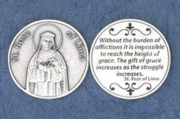 St Rose of Lima pocket prayer token/coin