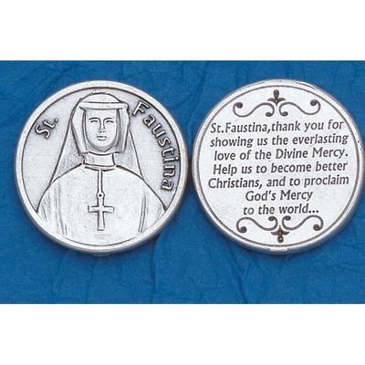 St Faustina pocket prayer token/coin