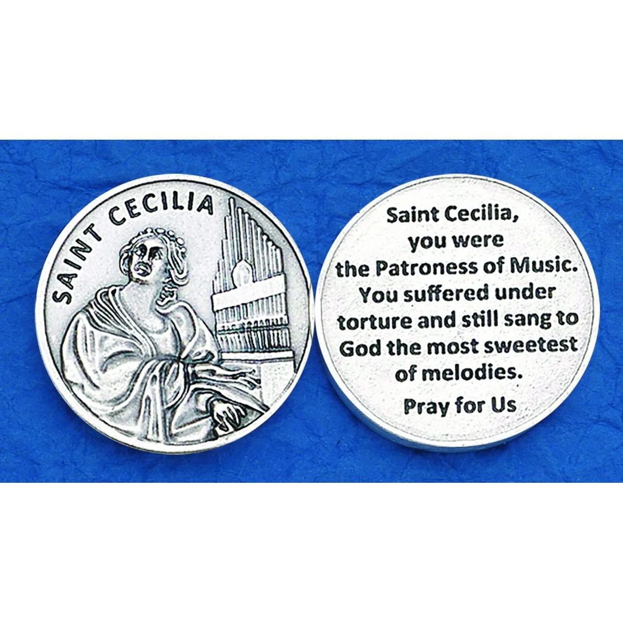 St Cecilia Patron Saint of Musicians pocket prayer token/coin