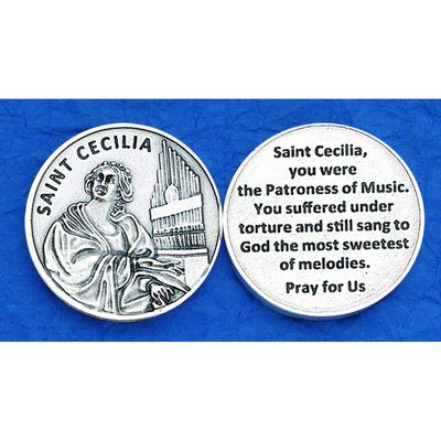 St Cecilia Patron Saint of Musicians pocket prayer token/coin