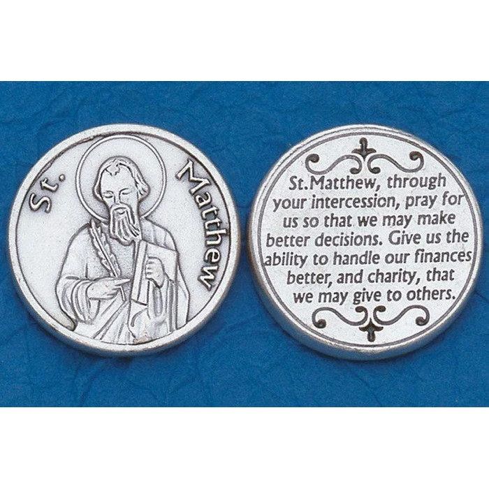 St Matthew pocket prayer token/coin