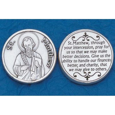 St Matthew pocket prayer token/coin