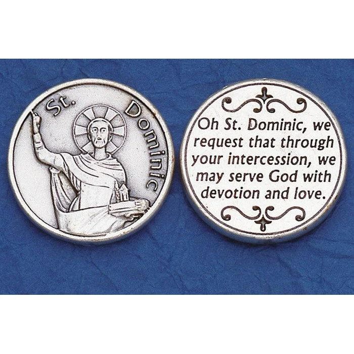 St Dominic pocket prayer token/coin