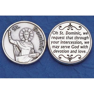 St Dominic pocket prayer token/coin