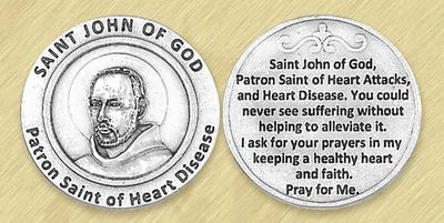 St John of God Patron of Heart Conditions pocket prayer token/coin