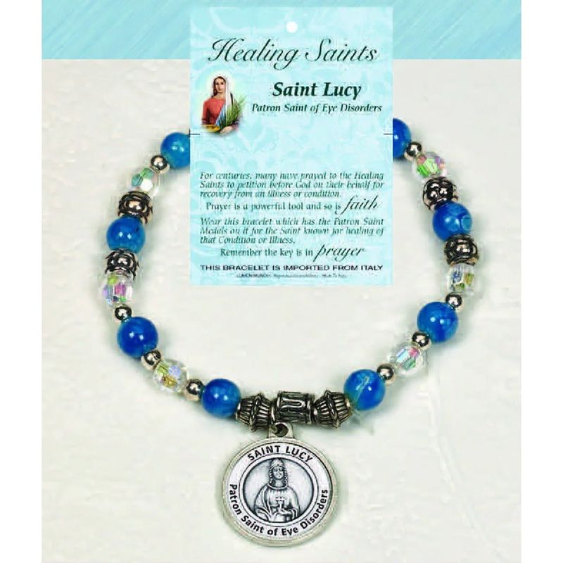 Saint Lucy Healing Saint Stretch Bracelet w/medal