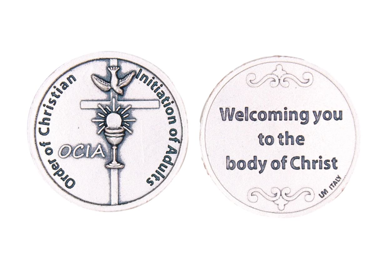 OCIA (Order of Christian Initiation) Welcome pocket prayer token/coin