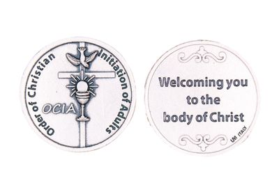OCIA (Order of Christian Initiation) Welcome pocket prayer token/coin
