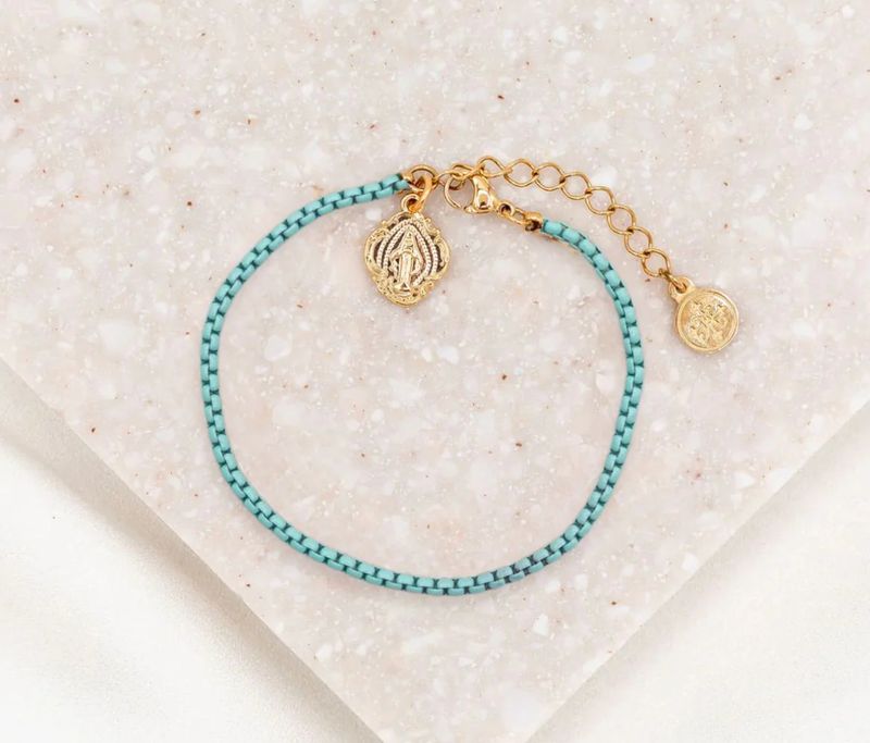 Miraculous Medal Marian Consecration Bracelet - blue/gold