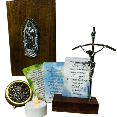 Sick &amp; Homebound Visiting Set w/ Virgin Guadalupe Wood Box