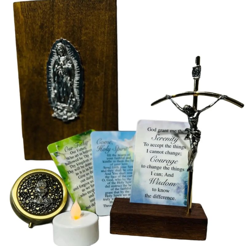Sick &amp; Homebound Visiting Set w/ Virgin Guadalupe Wood Box