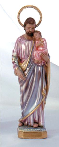 St Joseph &amp; Child Jesus, pearlized statue w/halo (2 pcs) 16"