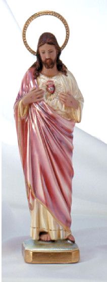 Sacred Heart of Jesus pearlized statue w/halo (2 pcs) 16"