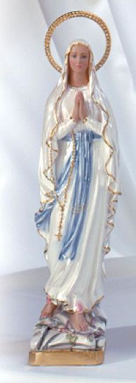 Our Lady of Lourdes pearlized statue w/halo (2 pcs) 16"