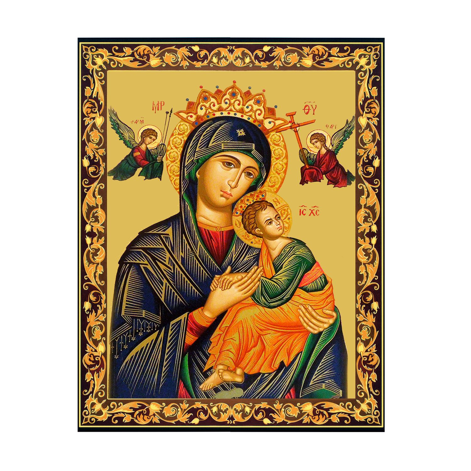 Our Lady of Perpetual Help Gold Foil Icon 7.5" x 5.75" wall hanging or standing