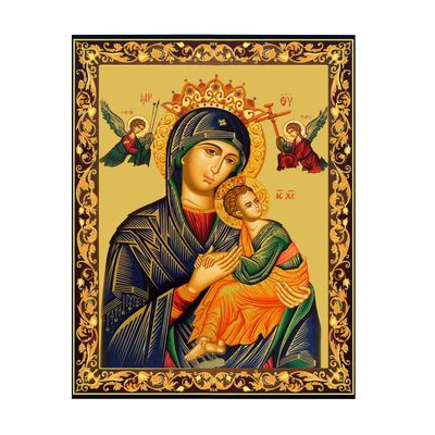 Our Lady of Perpetual Help Gold Foil Icon 7.5" x 5.75" wall hanging or standing