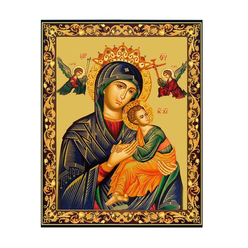 Our Lady of Perpetual Help Gold Foil Icon 7.5" x 5.75" wall hanging or standing