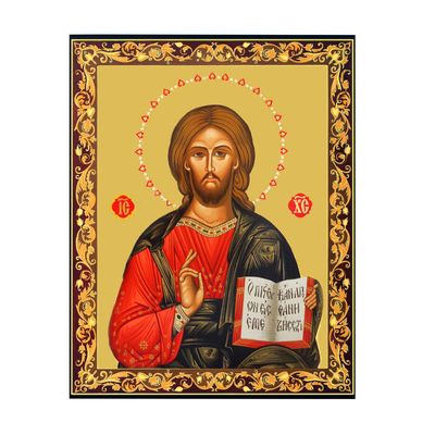 Christ The Teacher Gold Foil Icon 4.75" x 4" wall hanging or standing